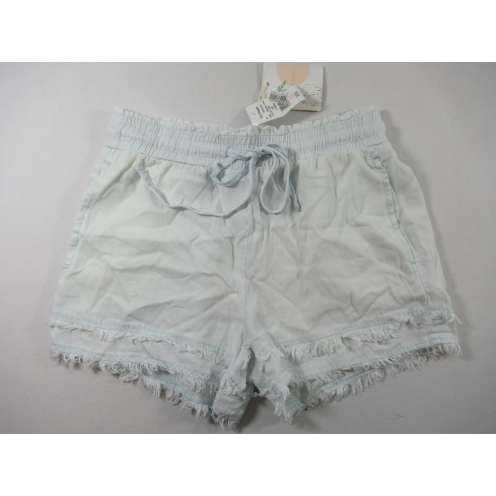 NEW Thread & Supply Tencel Lyocell Shorts Women XS Blue Raw Hem Elastic Waist - Picture 1 of 7